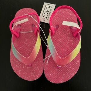 The Childrens Place Toddler Girls Sz 8/9 Pink Glitter Flip Flop Sandals - NWT